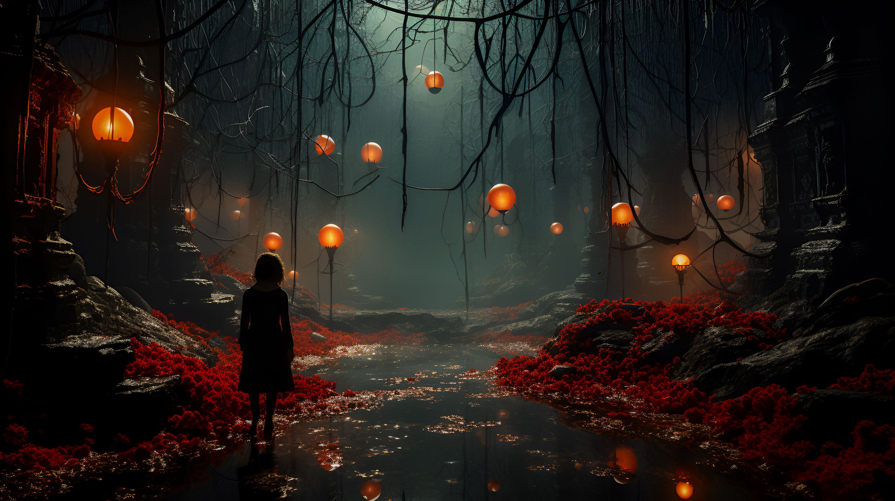 young-girl-in-the-dark-forest